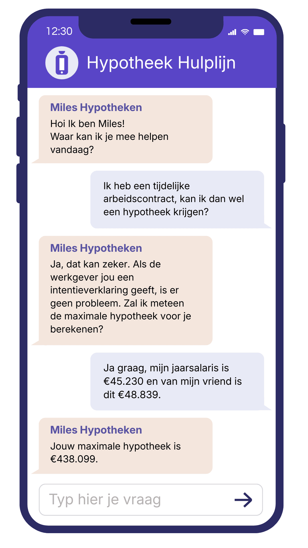 Voorbeeldscherm Hypotheek Hulplijn
